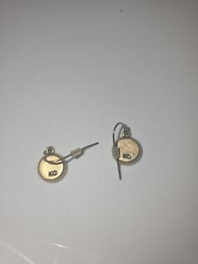 Gold-Tone KC Dangle Earrings with Rhinestone Accents